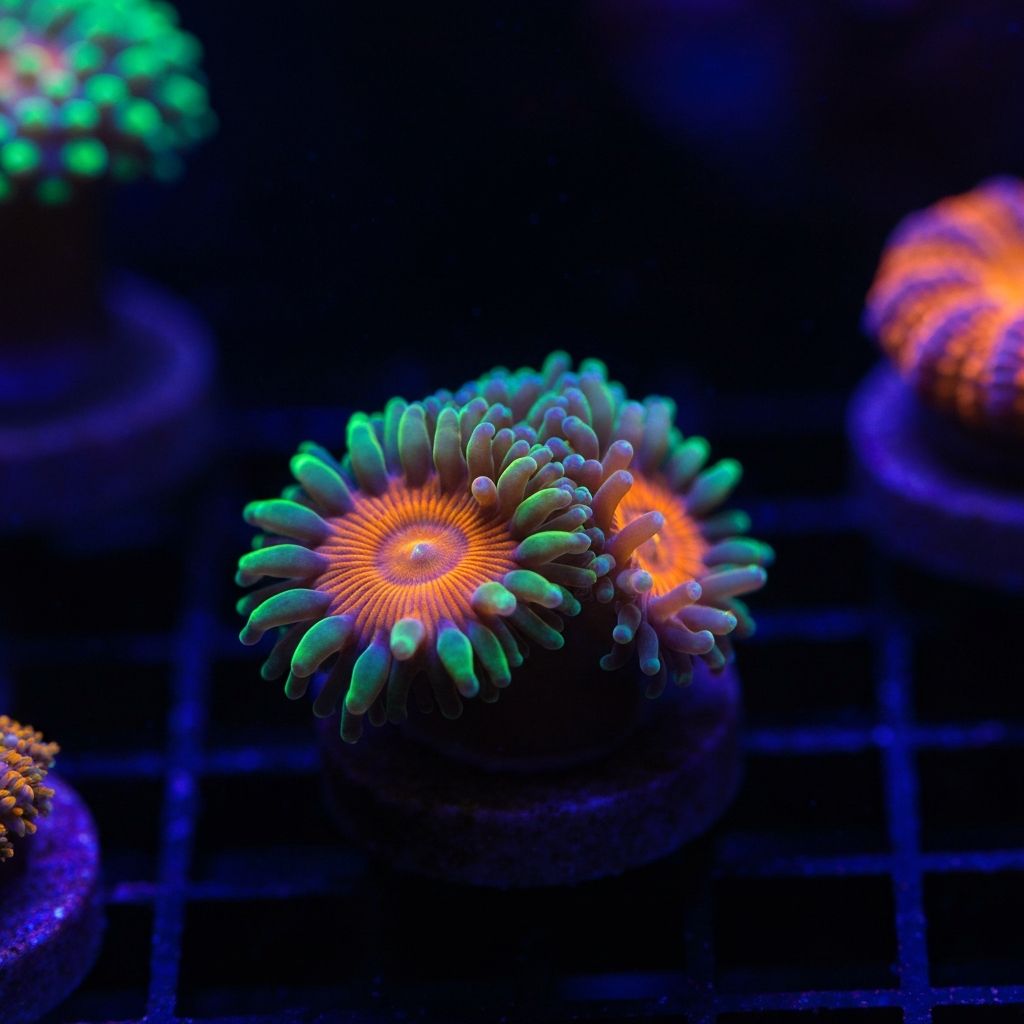 Corales vibrantes en acuario de arrecife